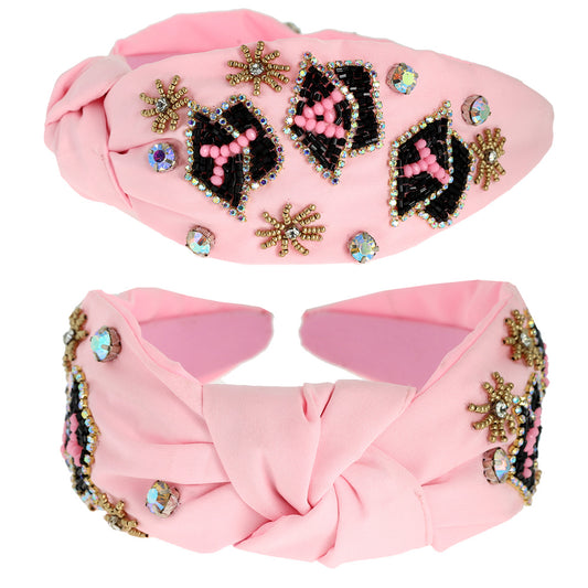 GRADUATION Pink YAY Sequin Crystal Top Knot Headband