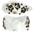 GRADUATION White YAY Sequin Crystal Top Knot Headband