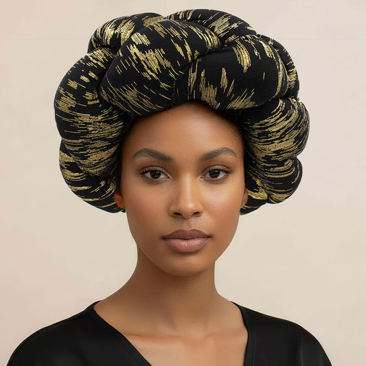 Asha Black Braided Turban Hair Wrap