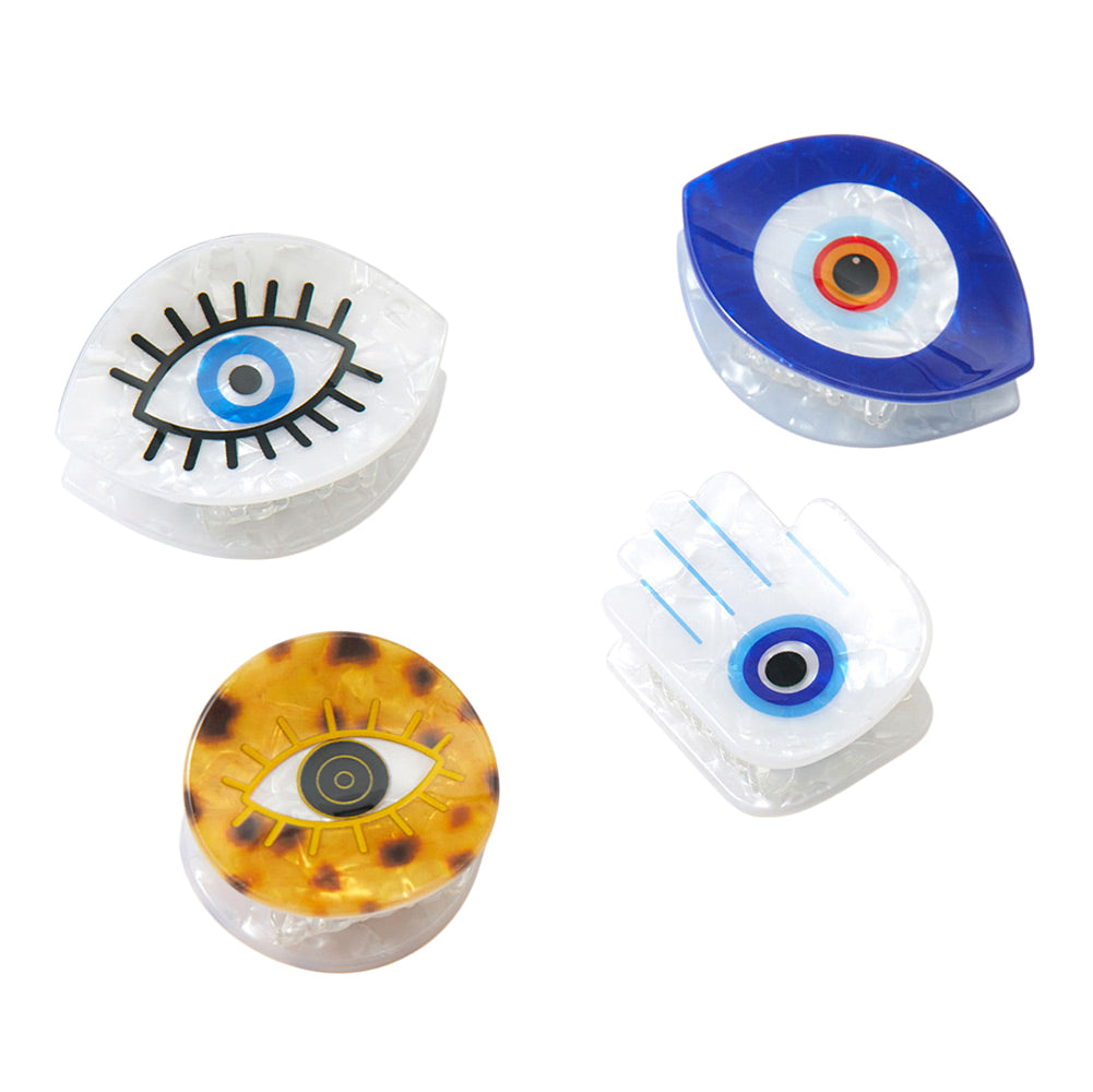 4PCS - Evil Eye Hamsa Mini Hair Claw Clip Set