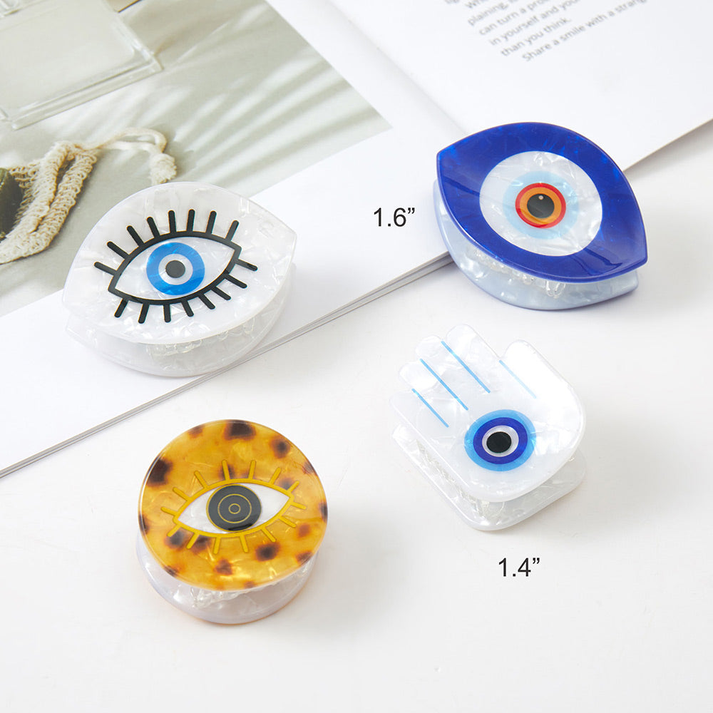 4PCS - Evil Eye Hamsa Mini Hair Claw Clip Set