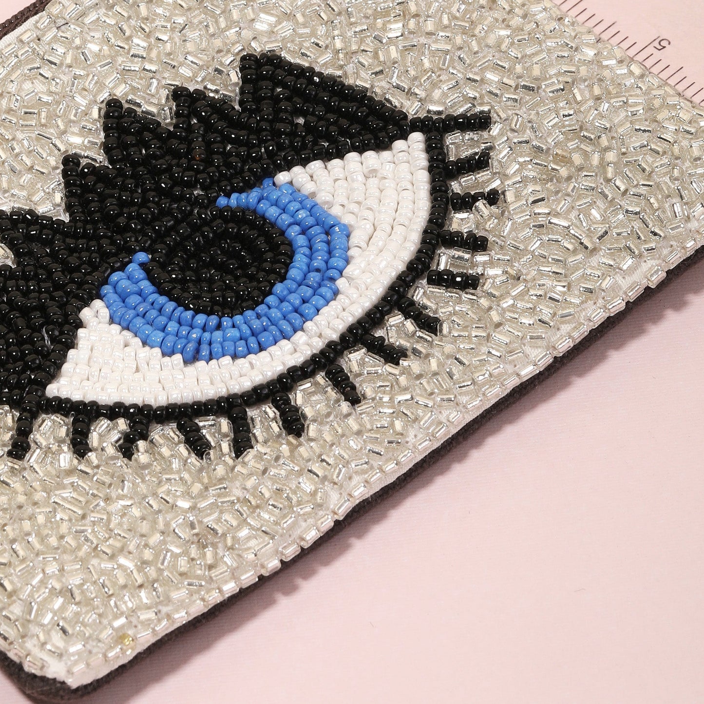 Evil Eye Seed Beaded Storage Bag Pouch