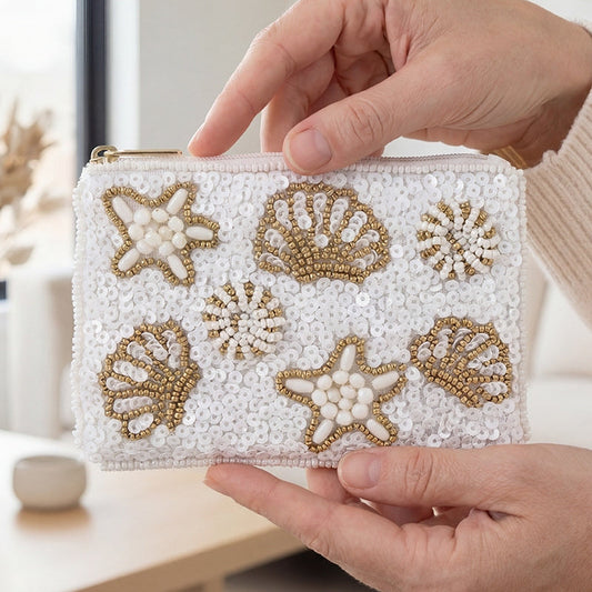Starfish Wishes Beaded Coin Pouch Bag