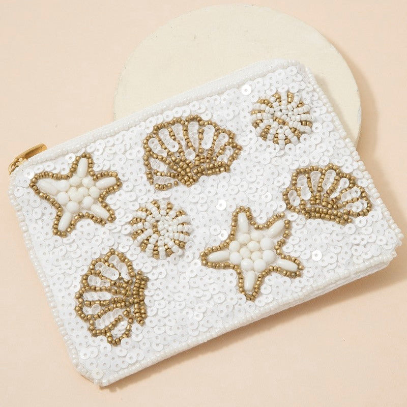 Starfish Wishes Beaded Coin Pouch Bag