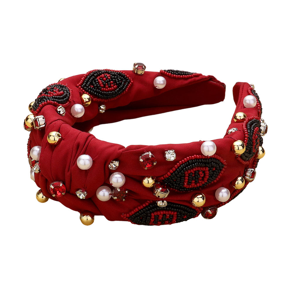 Red Black Georgia Football Fan Team Colors Beaded Headband