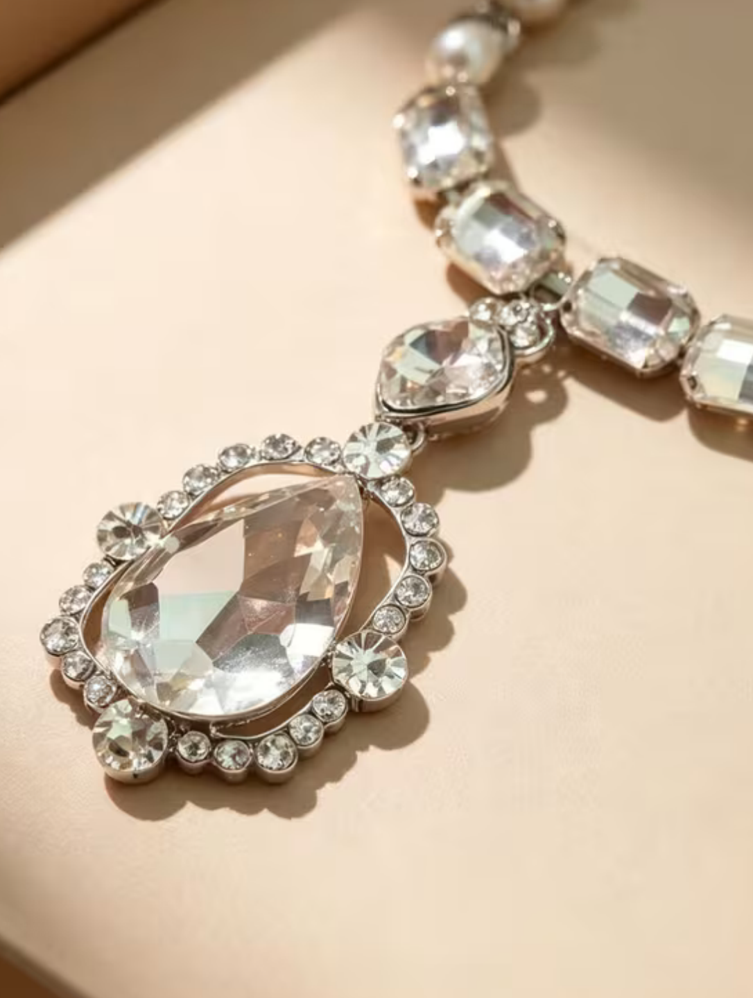 Wedding Bridal Evening Crystal Statement Necklace