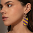 LSU Football Team Colors Fringe Seed Beaded Earrings