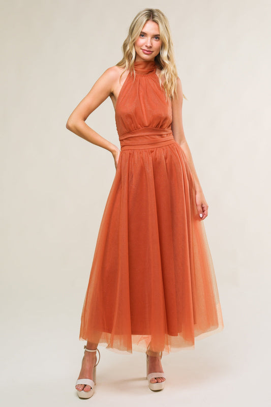 VESTIDO MIDI DE MALLA OCASIONAL