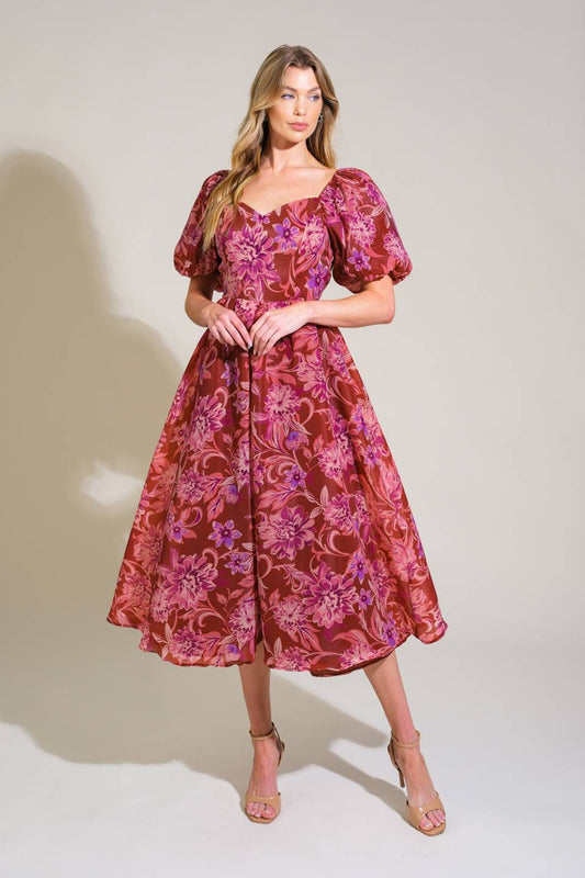VESTIDO MIDI TEJIDO FLORAL RADIANT DAY