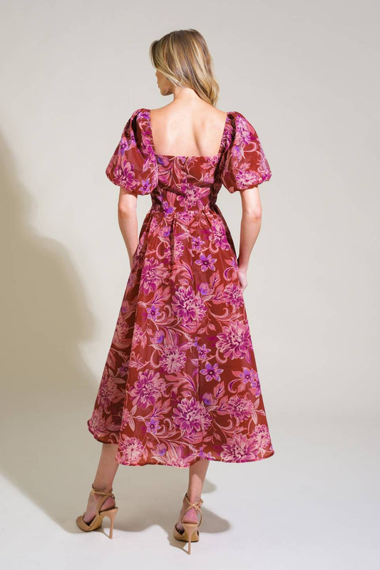 VESTIDO MIDI TEJIDO FLORAL RADIANT DAY