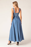 PASSIFLORA INDIGO DENIM MIDI DRESS