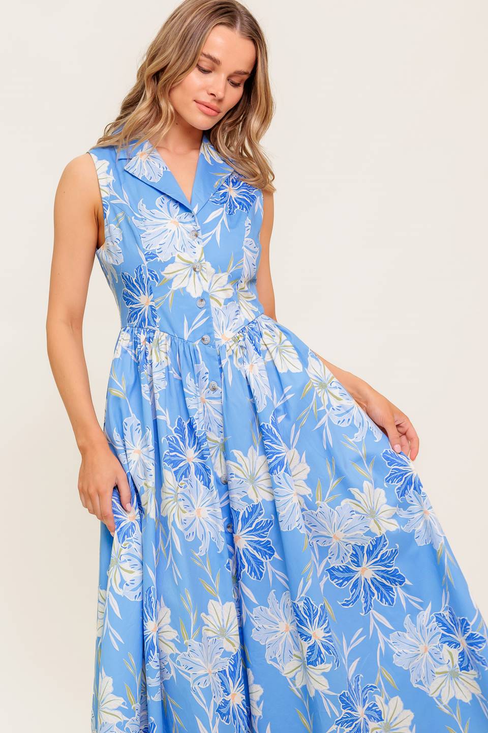 VESTIDO MIDI TEJIDO FERN WHISPER AZUL