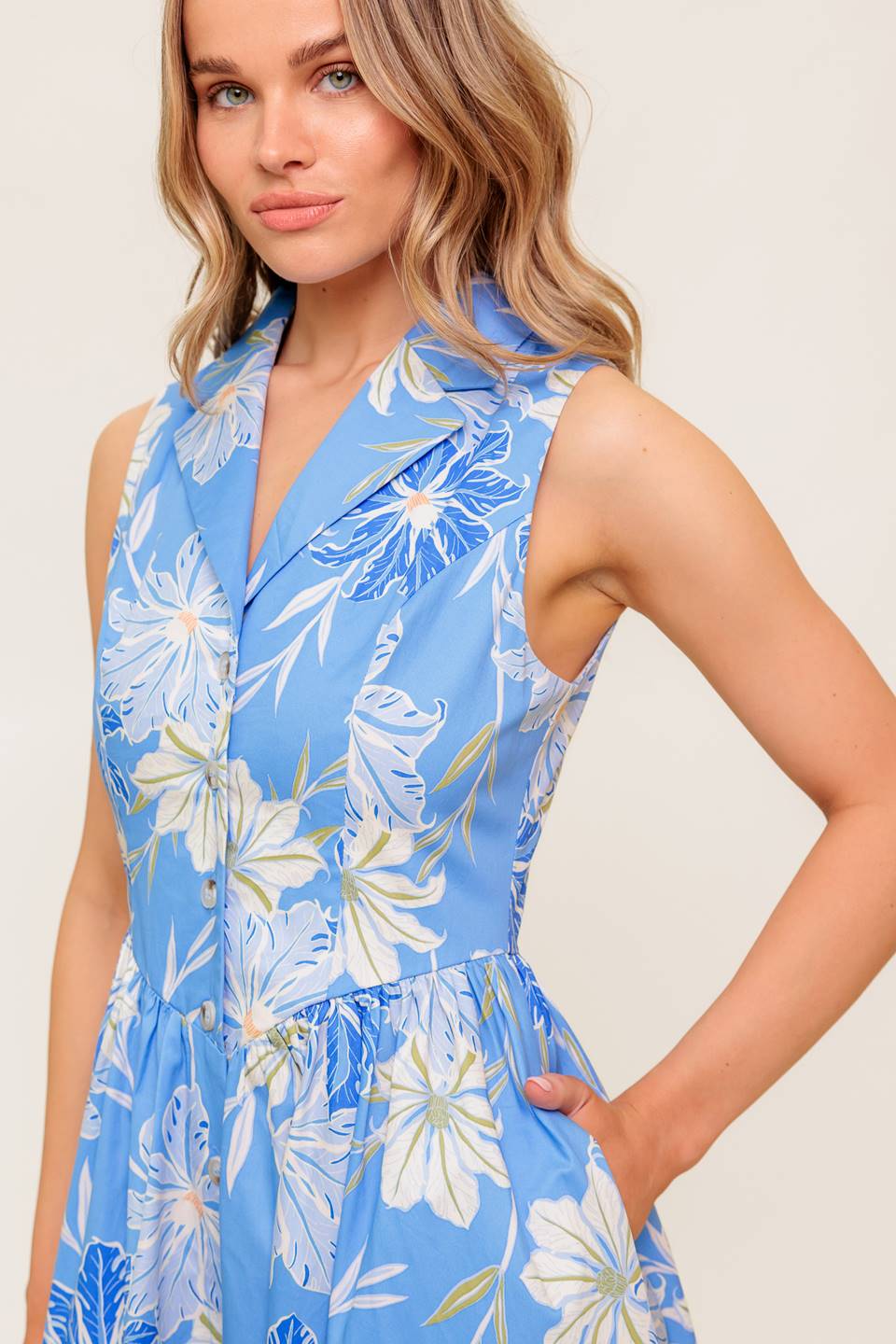 VESTIDO MIDI TEJIDO FERN WHISPER AZUL