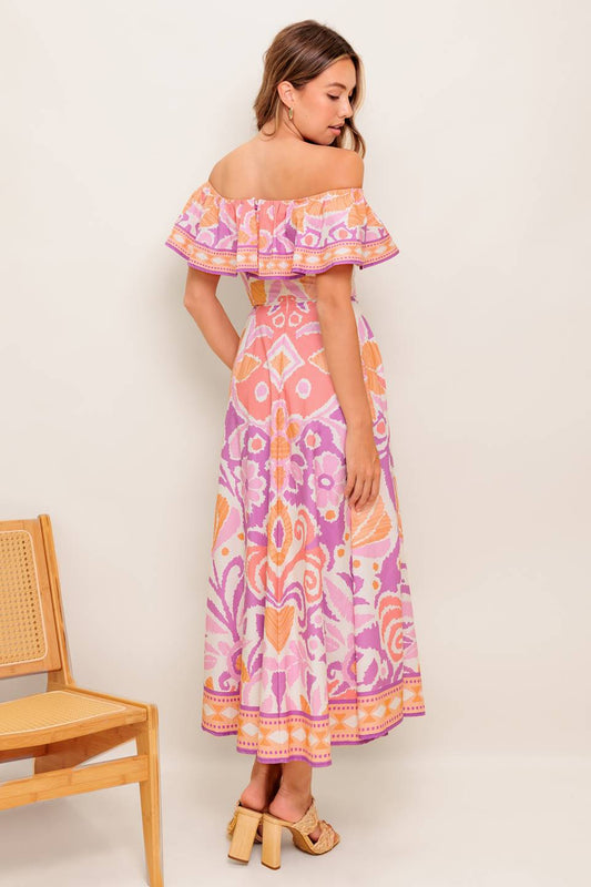 CABANA DREAM LAVENDER WOVEN MIDI DRESS