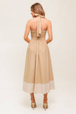 BEIGE HAZE WOVEN MIDI DRESS