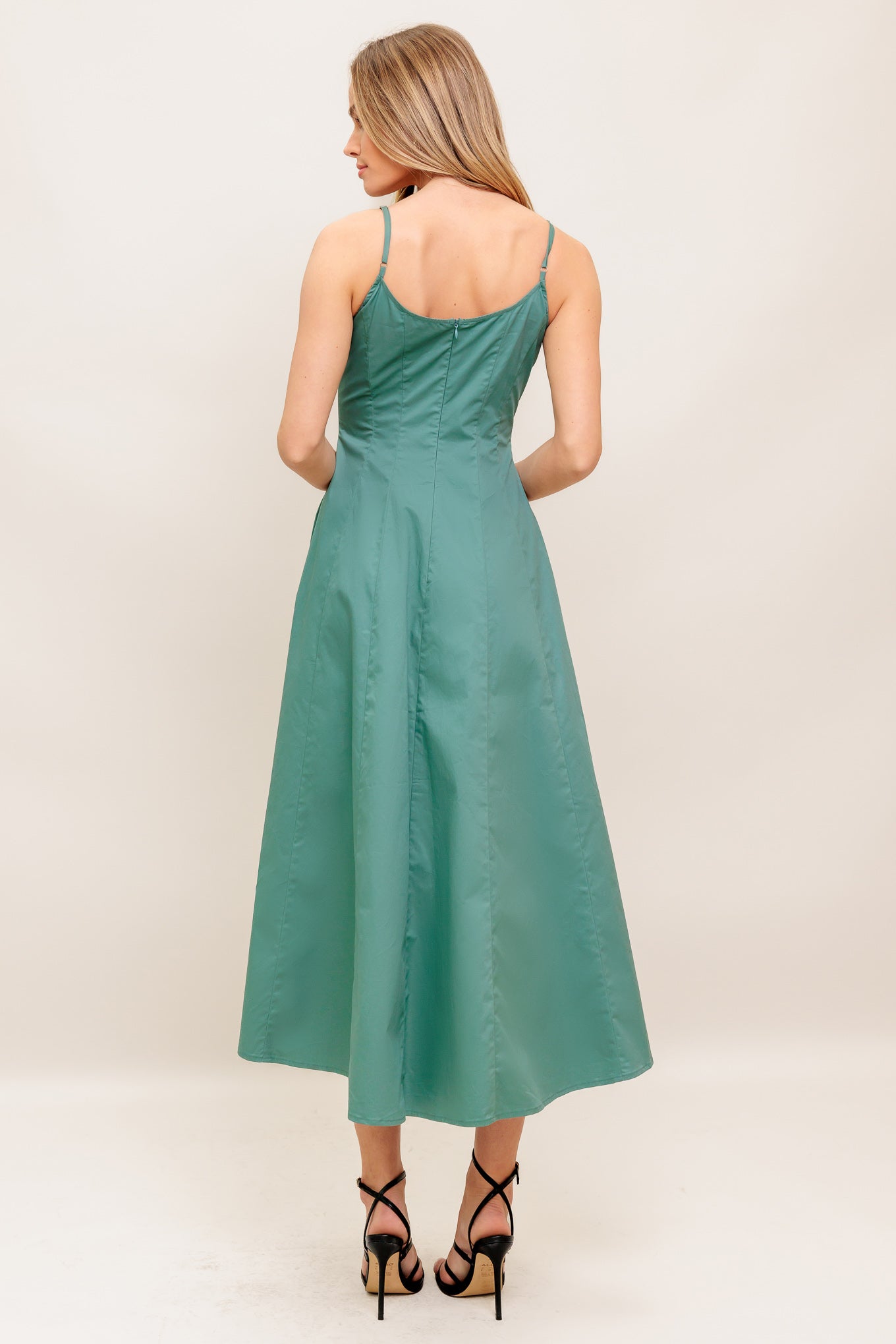 VESTIDO MIDI TEJIDO ELEGANTE VERDE