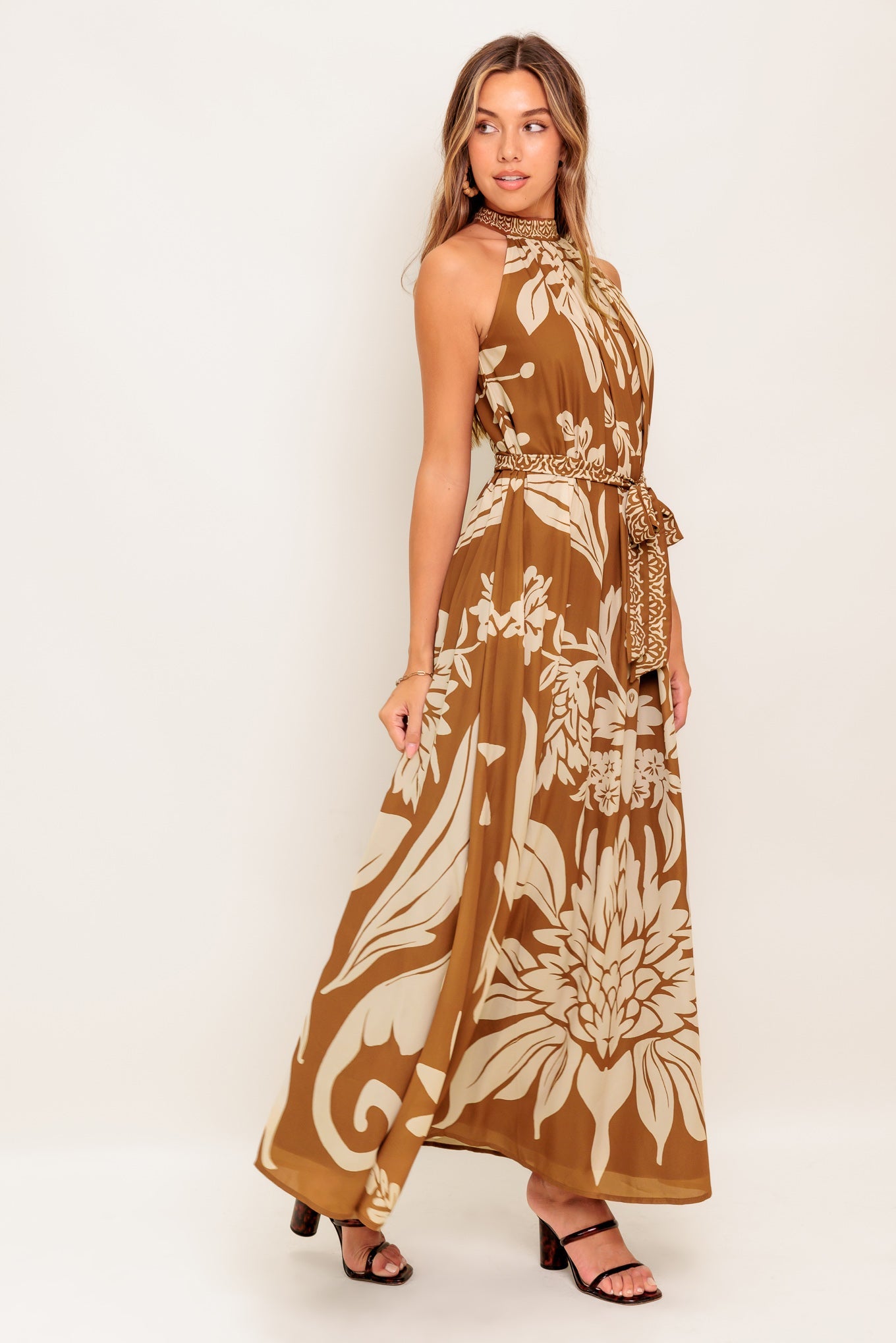 HAVANA HALO BROWN WOVEN ANKLE DRESS