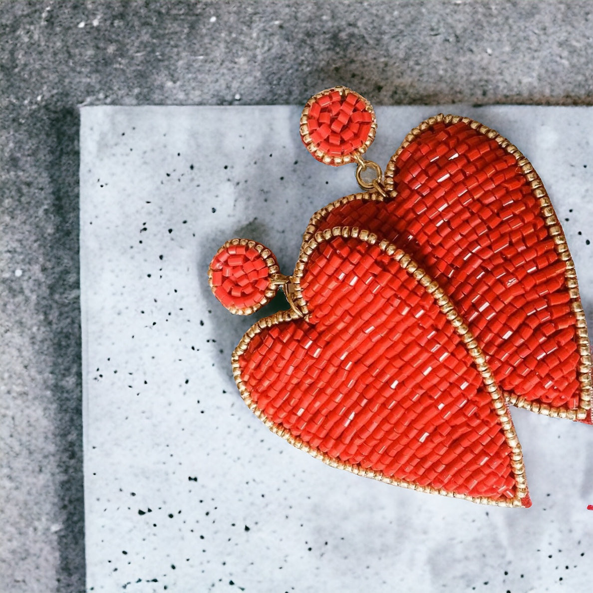 Have A Heart Red Sparkle Beaded Heart Earrings