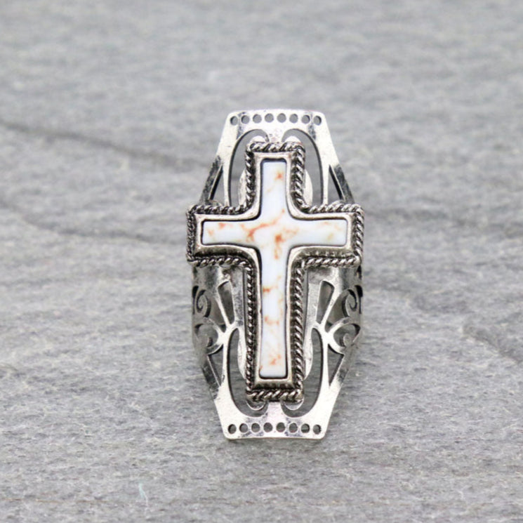 Faith and Frontier Cross Western Cuff Ring