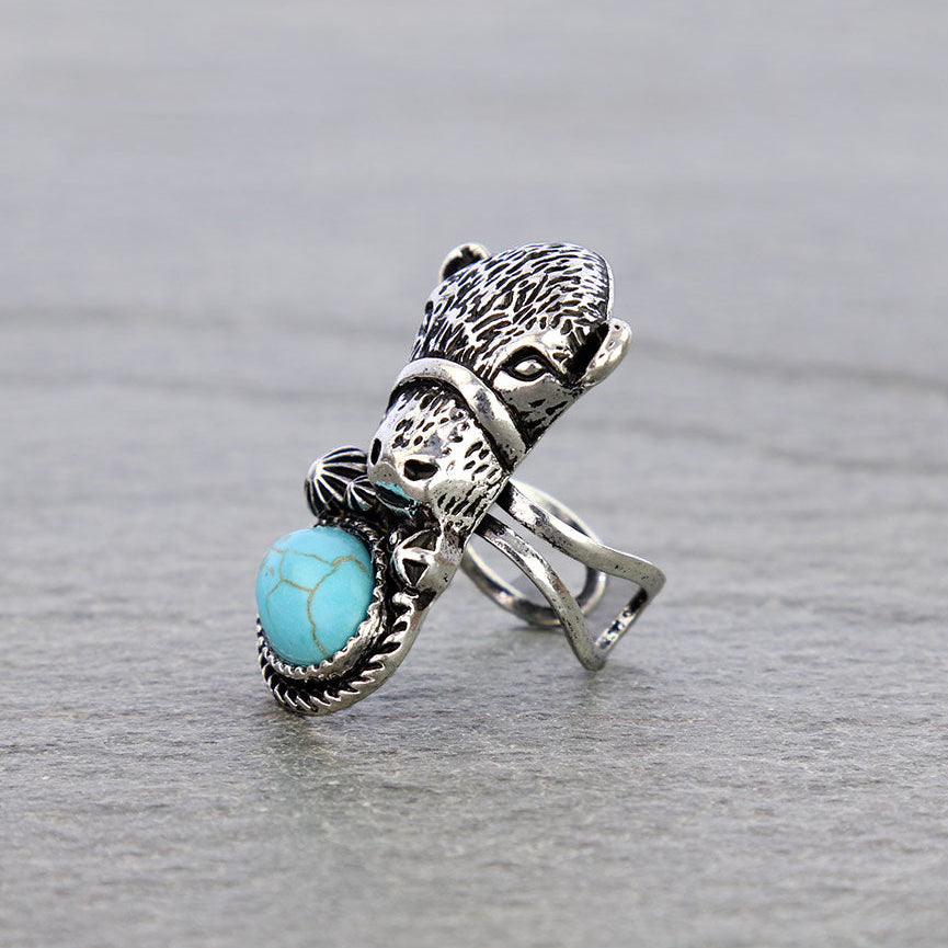Moo-d for Turquoise Silver Cow Ring