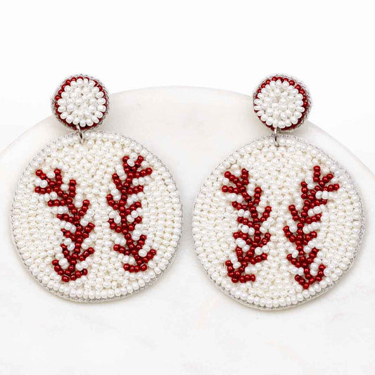 Baseball Sports Theme Beaded Ball Earrings