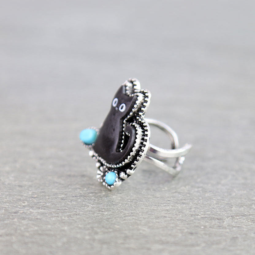 Purrfect Outlaw Black Cat Ring