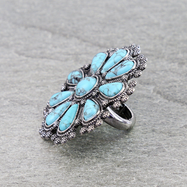Big Desert Bloom Turquoise Ring