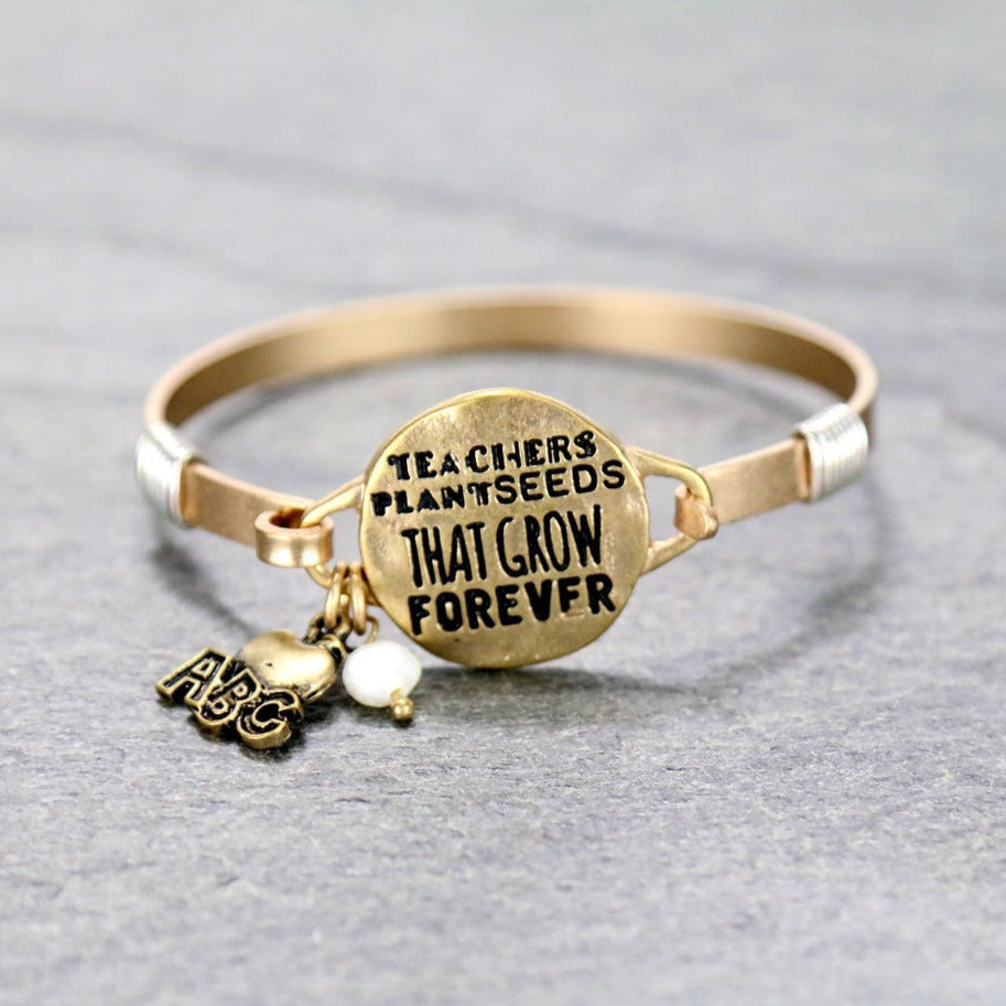 Teacher Inspirational Quote Wire Hook Bracelet