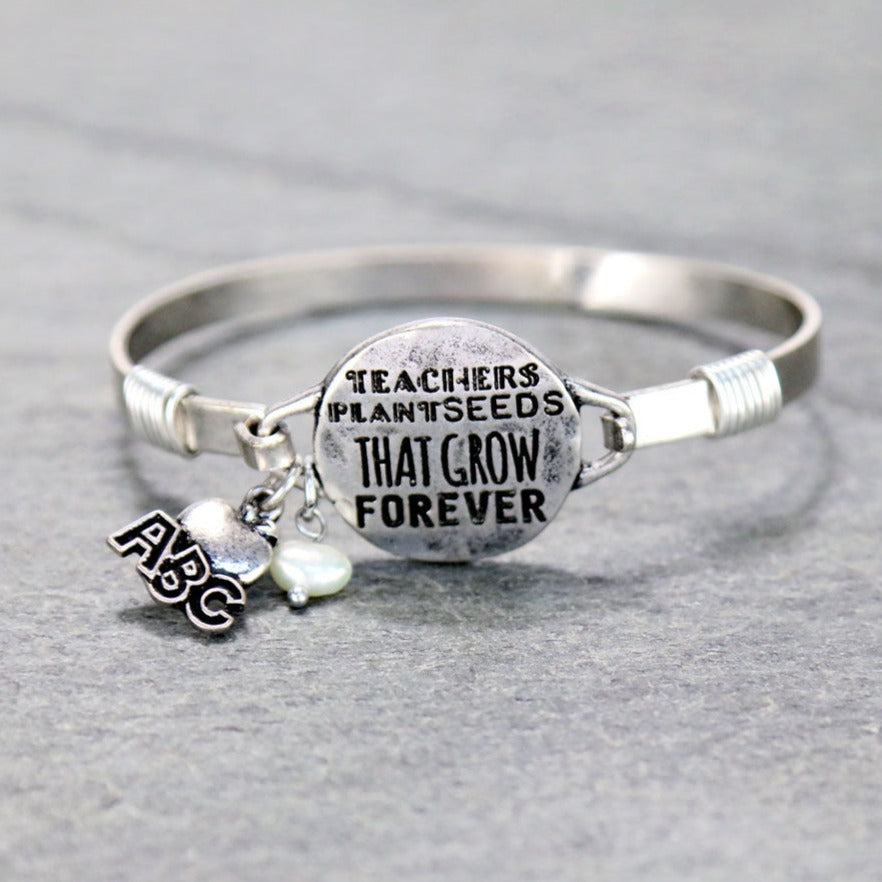 Teacher Inspirational Quote Wire Hook Bracelet