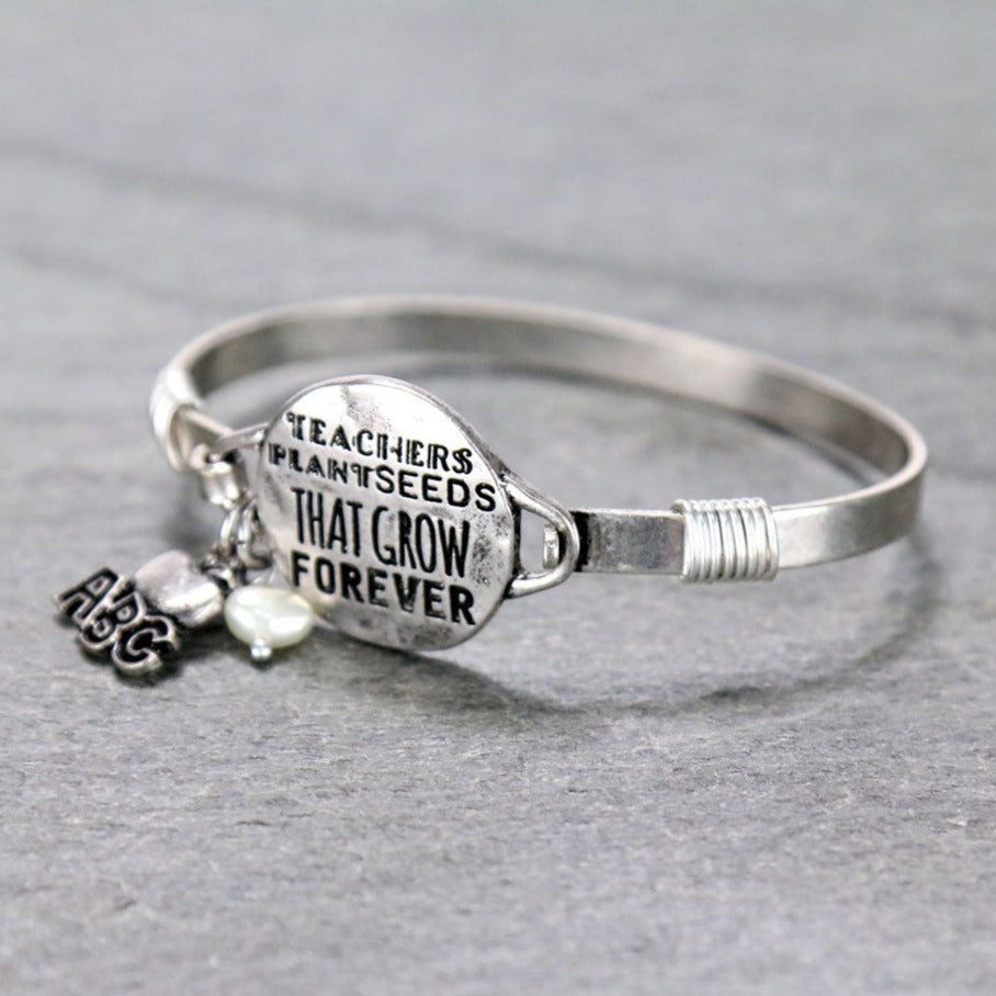 Teacher Inspirational Quote Wire Hook Bracelet