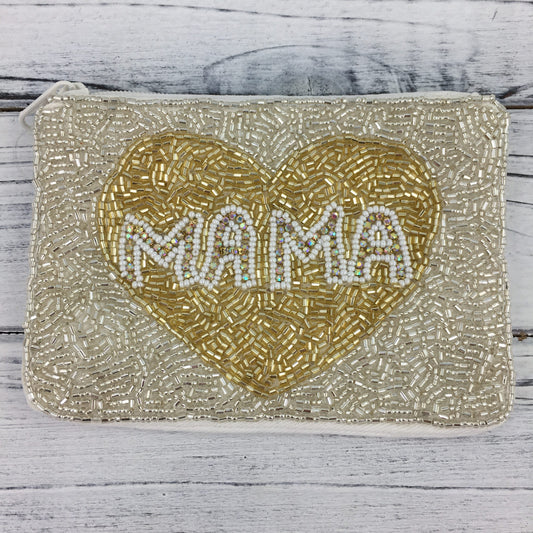 MAMA LOVE Gold Beaded Coin Storage Pouch