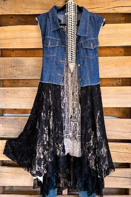 Deidre Blue Denim Vest in Black
