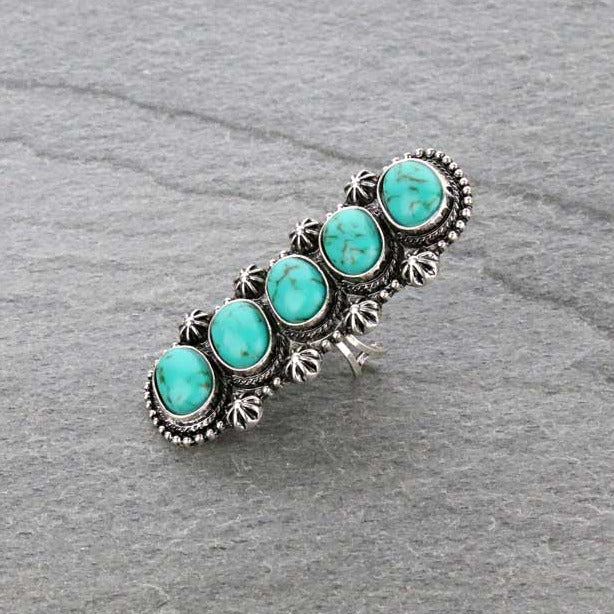 5-In-A-Row Turquoise Stone Ring