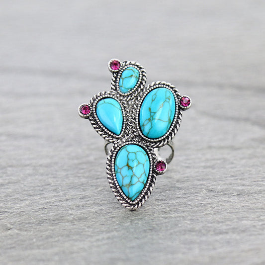 Canyon Cactus Flower Stone Ring