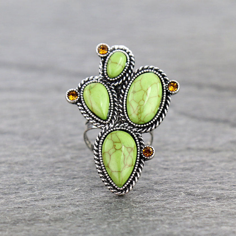 Canyon Cactus Flower Stone Ring