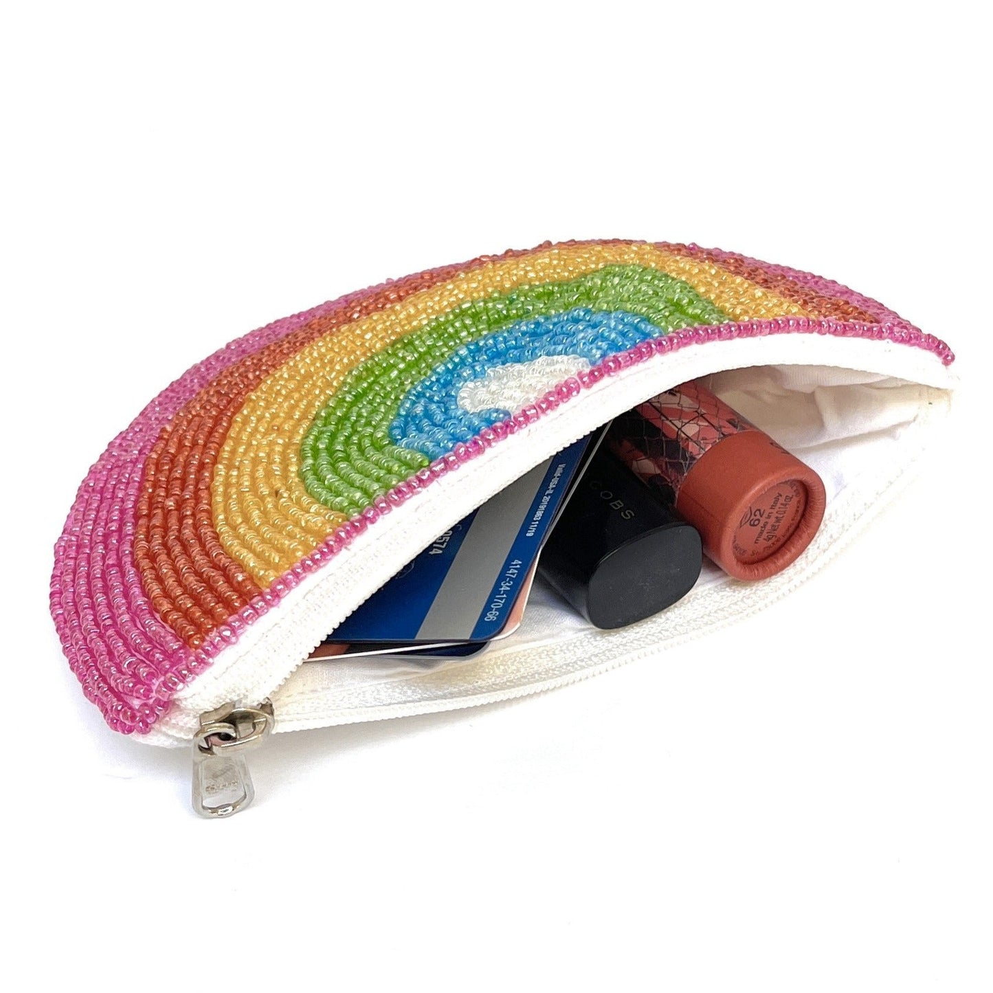 Rainbow Beaded Storage Money Coin Pouch