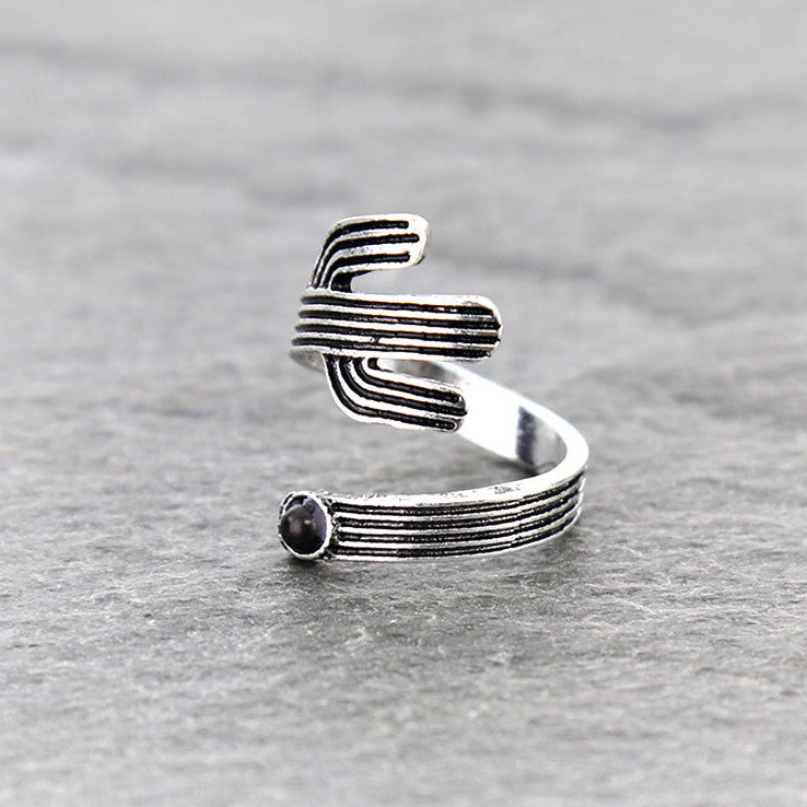 Silver Cactus Wrap Western Ring
