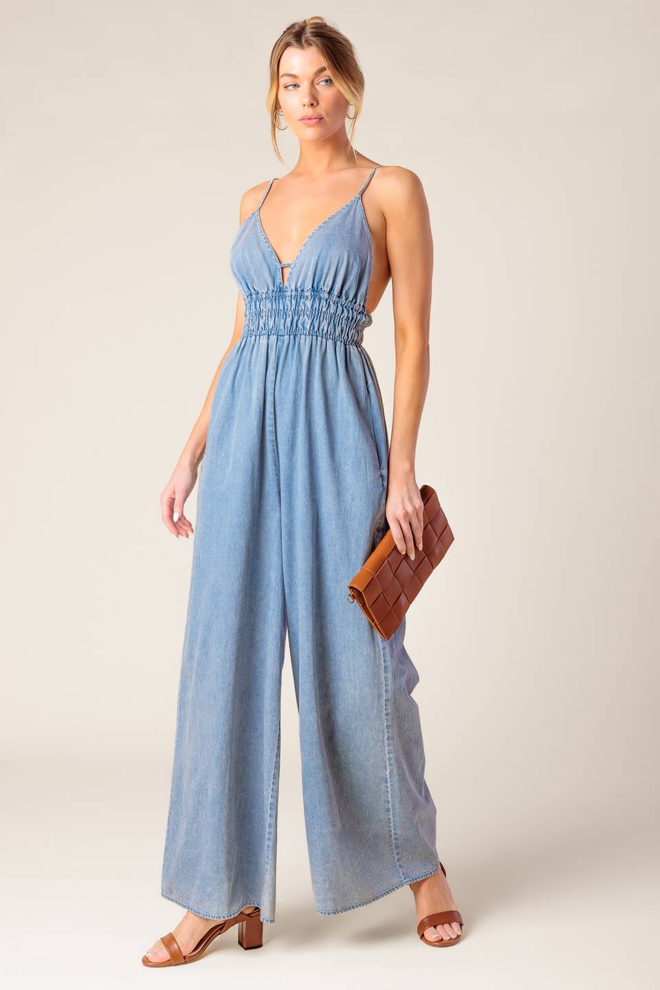 CAN'T CONVINCE ME BLUE DENIM JUNPSUIT