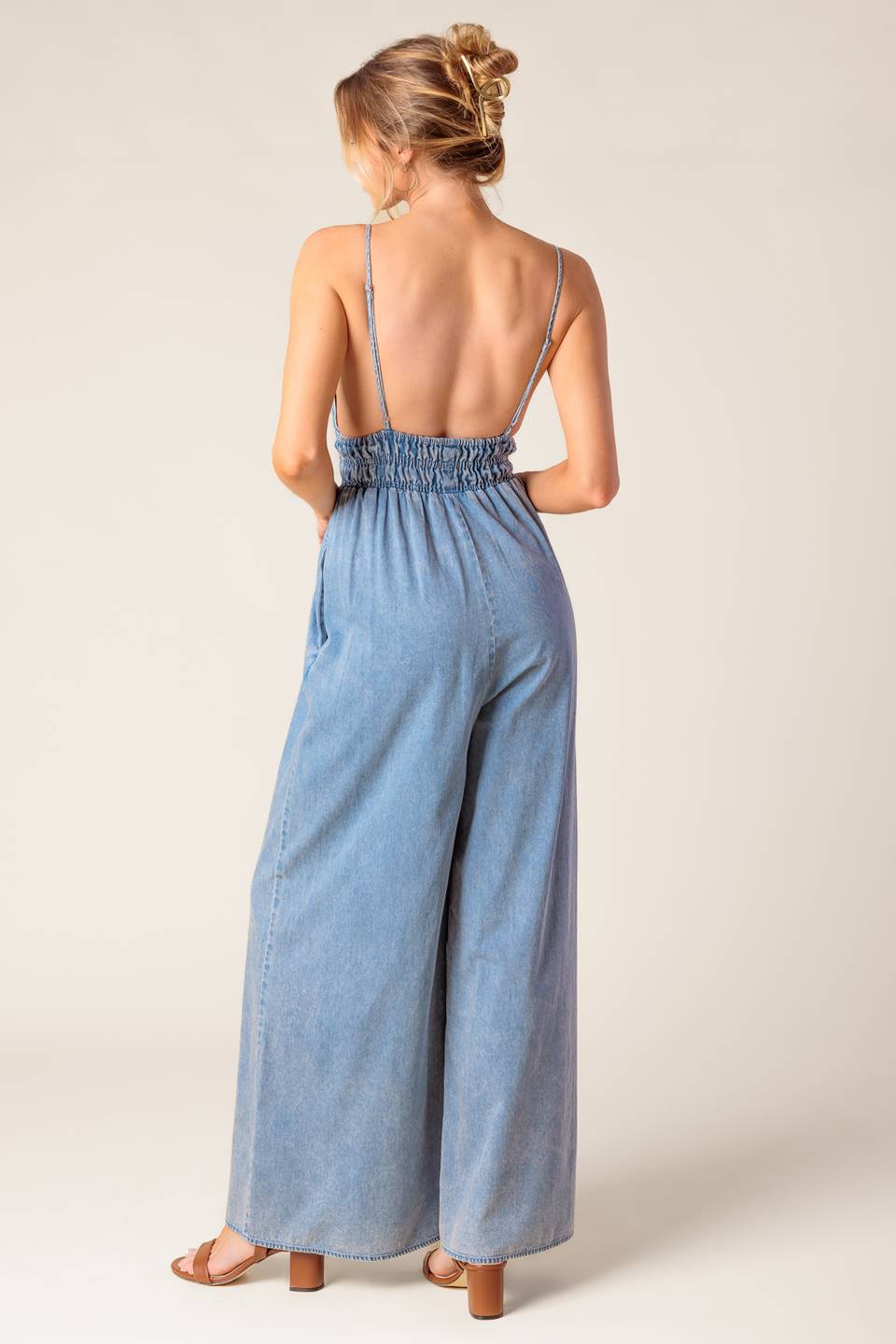 CAN'T CONVINCE ME BLUE DENIM JUNPSUIT