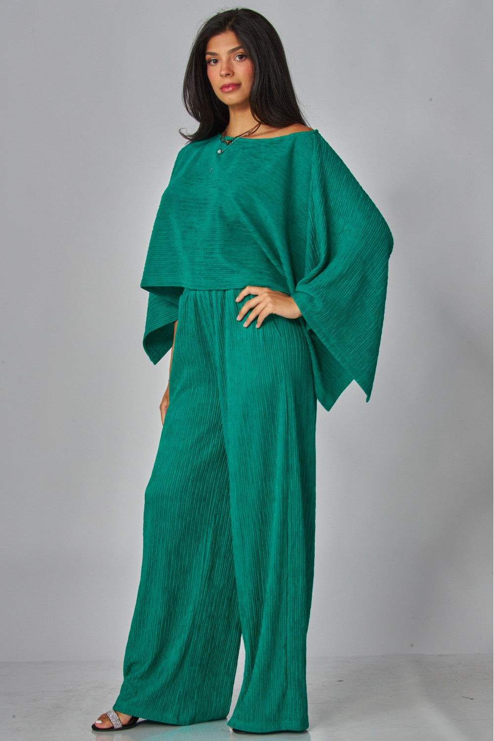 LEISURELY LUXE PANTS SET IN TURQUOISE