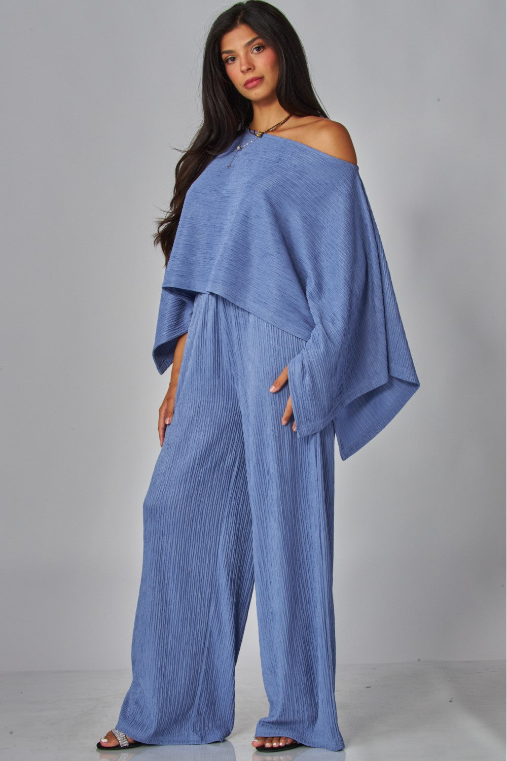 LEISURELY LUXE PANTS SET IN BLUE