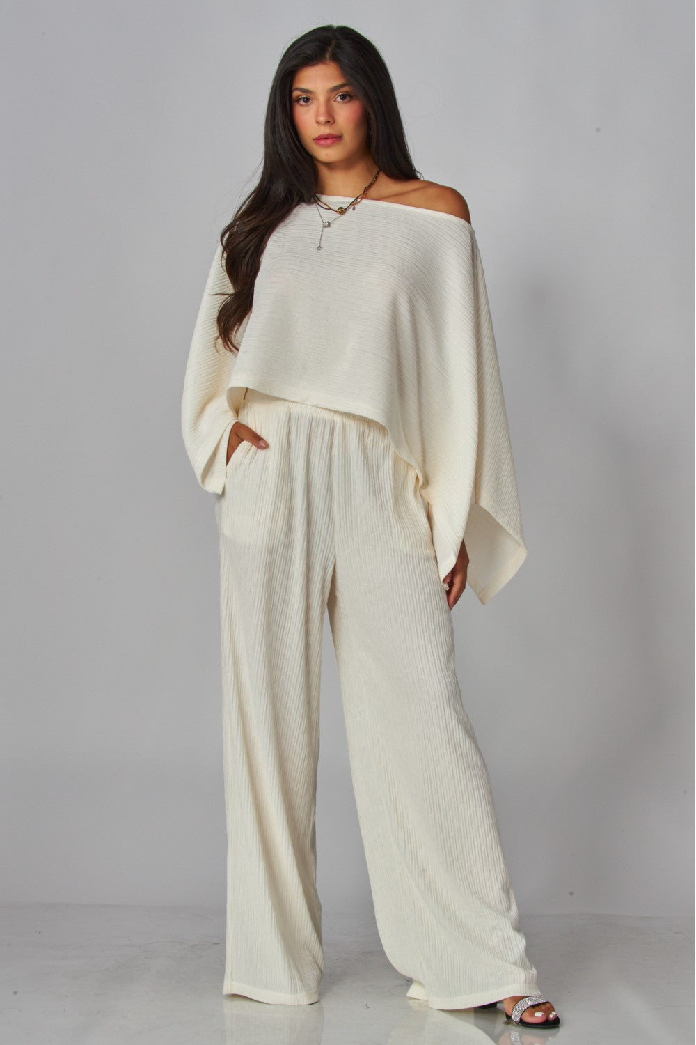 LEISURELY LUXE PANTS SET IN IVORY