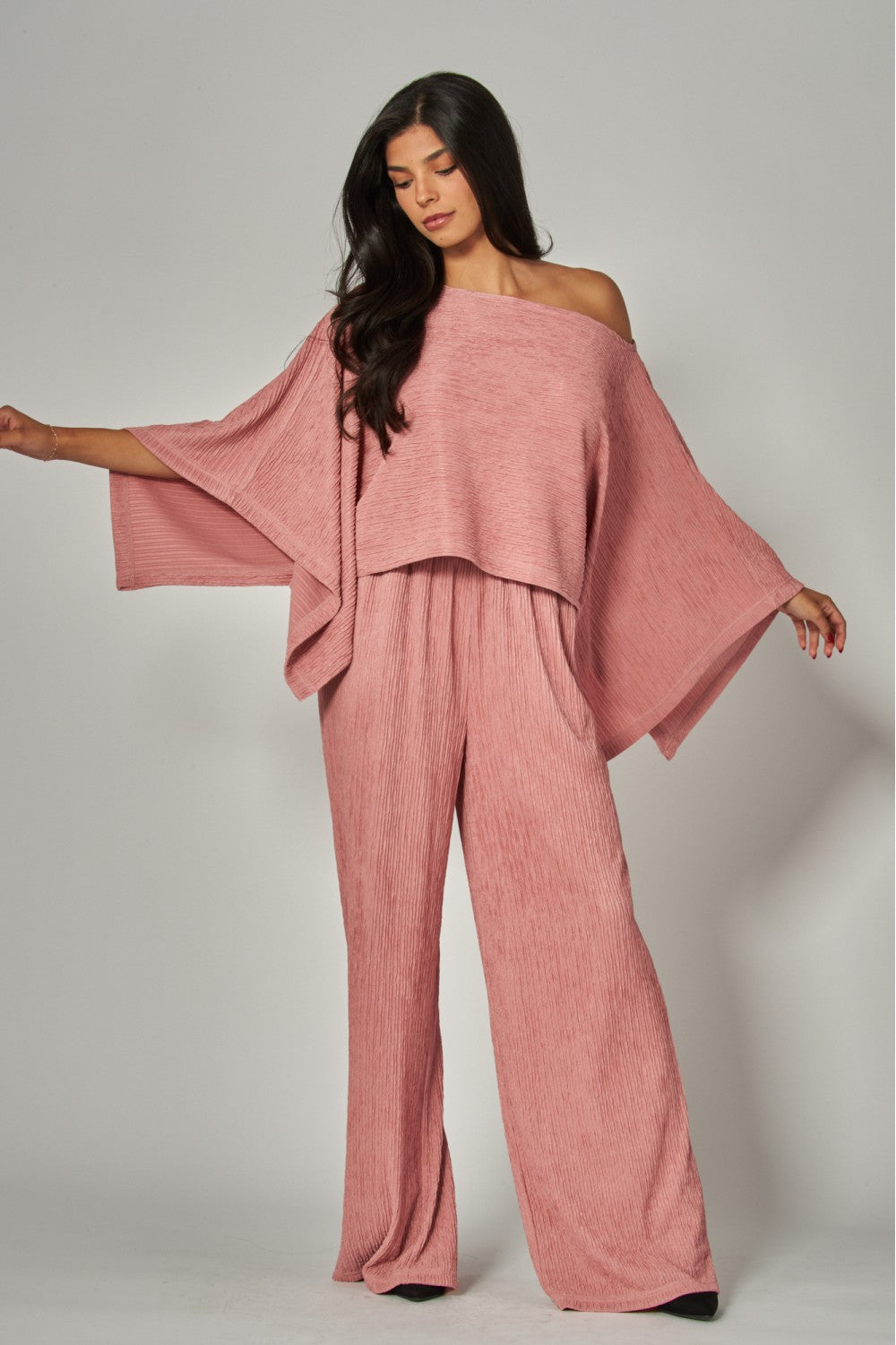 LEISURELY LUXE PANTS SET IN PINK