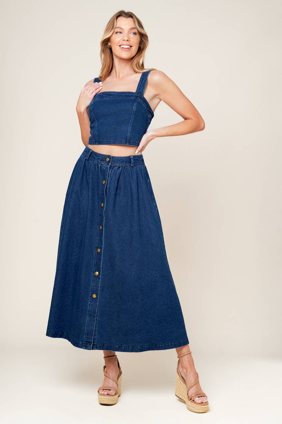 SIMPLY THE VIBE DENIM TOP & SKIRT SET
