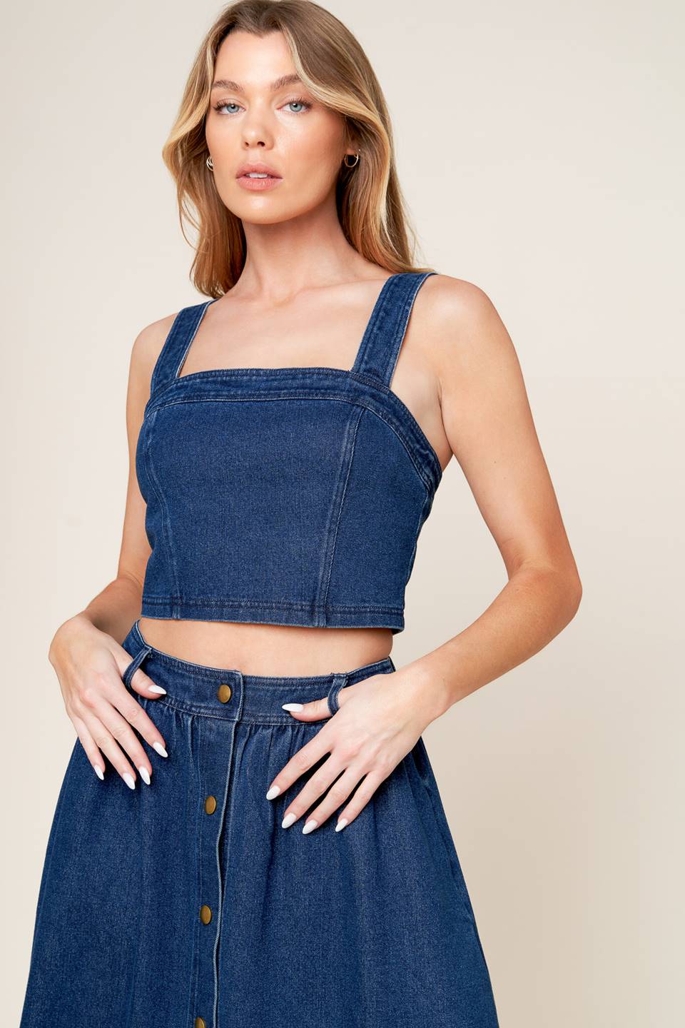 SIMPLY THE VIBE DENIM TOP & SKIRT SET