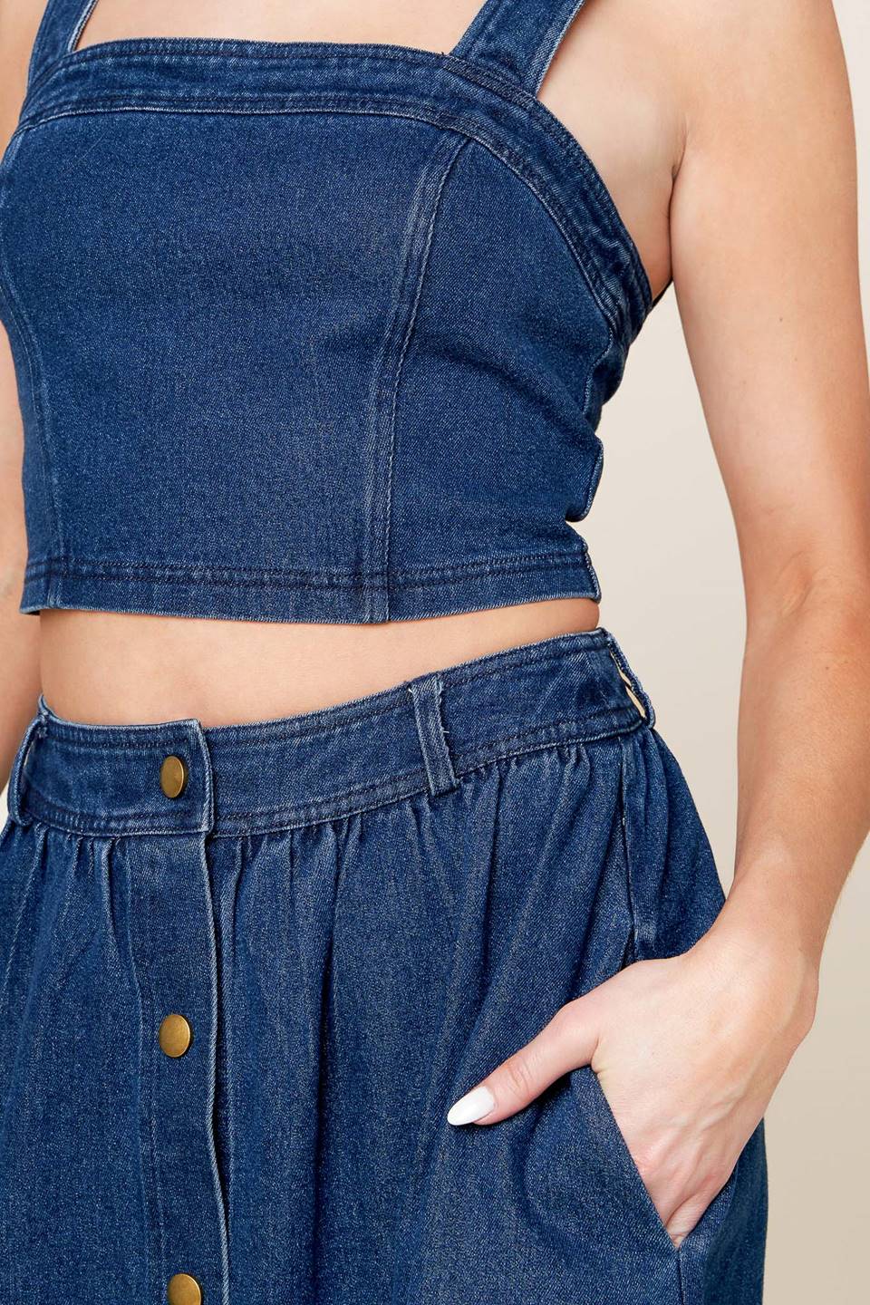SIMPLY THE VIBE DENIM TOP & SKIRT SET