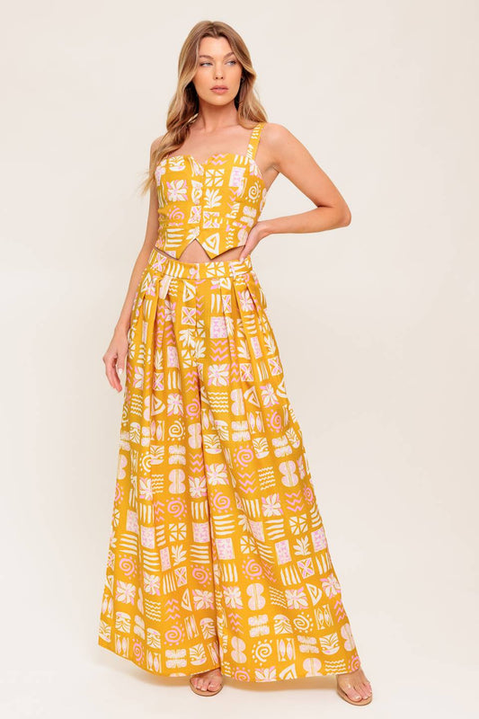 PRETTY MEADOW WOVEN TOP AND PANT SET