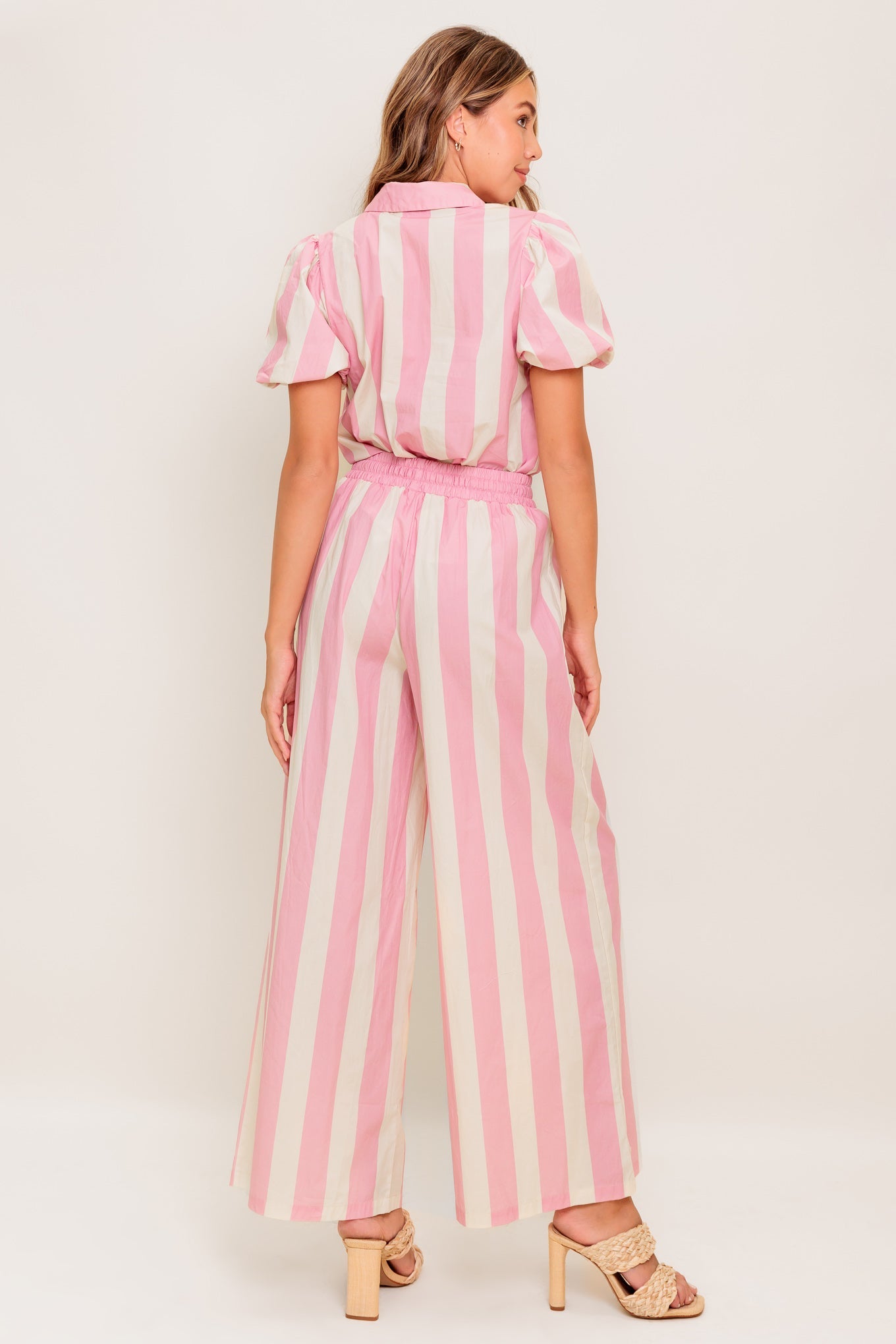 WINK & WALK PINK STRIPED TOP & PANTS SET