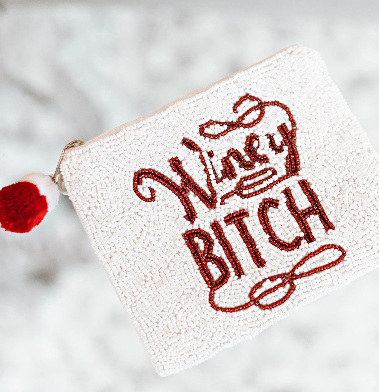 WINEY B*TCH Beaded Purse Money Storage Pouch