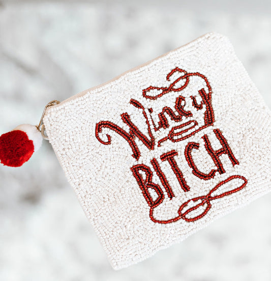 WINEY B*TCH Beaded Purse Money Storage Pouch